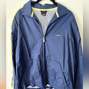 Vintage Nike Navy Windbreaker Jacket with Yellow Trim